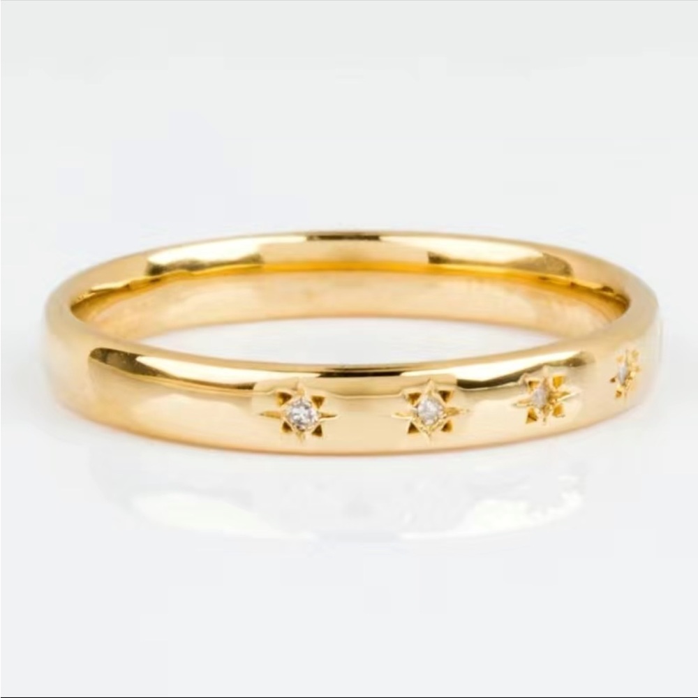 New Gorgeous 18K Gold Plated Stacking Diamond Band Ring - Picture 4 of 8